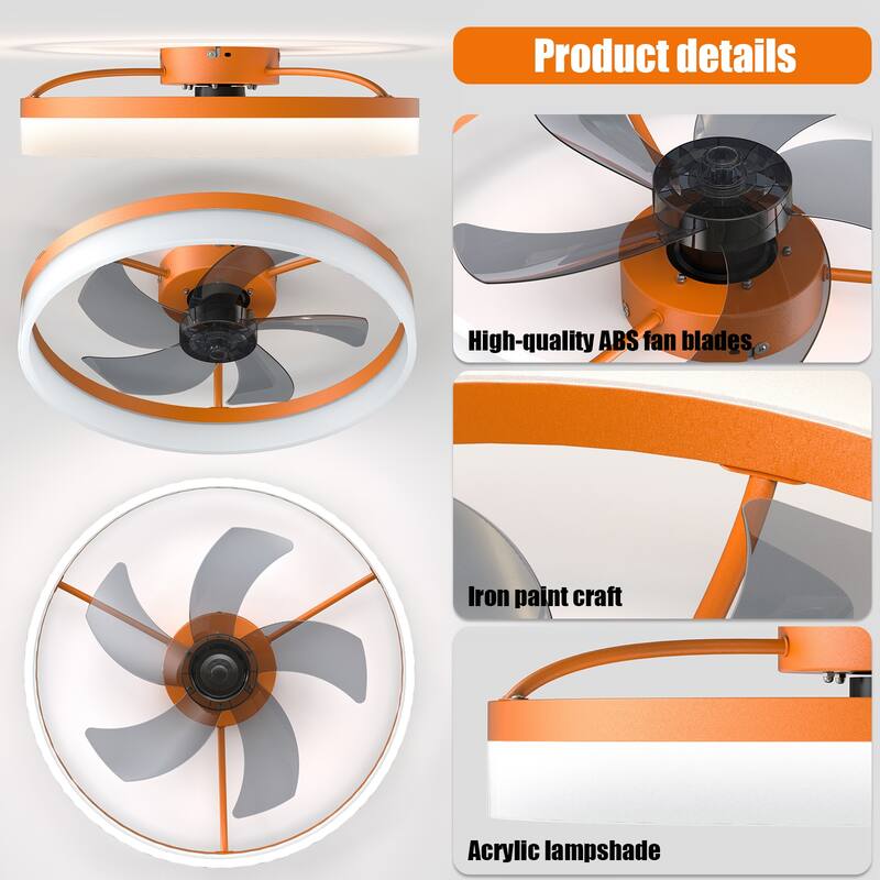 Cusp Barn 20" Dimmable LED Ceiling Fan,Reversible Modern Smart Fan Light,6 Speeds,Quiet DC Motor with APP Control for Indoor