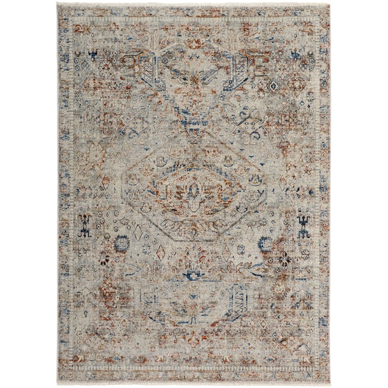 Grand Bazaar Frencess Machine Made Medallion Transitional Area Rug - 3' x 5' - Tan/Orange/Red