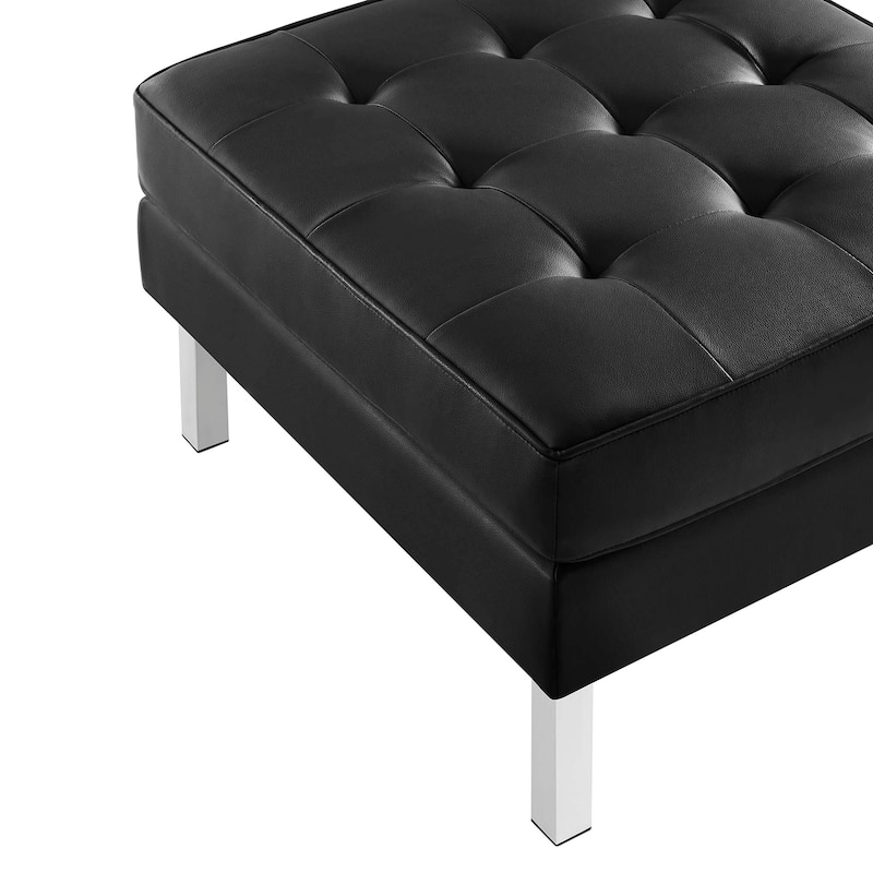 Loft Tufted Vegan Leather Ottoman
