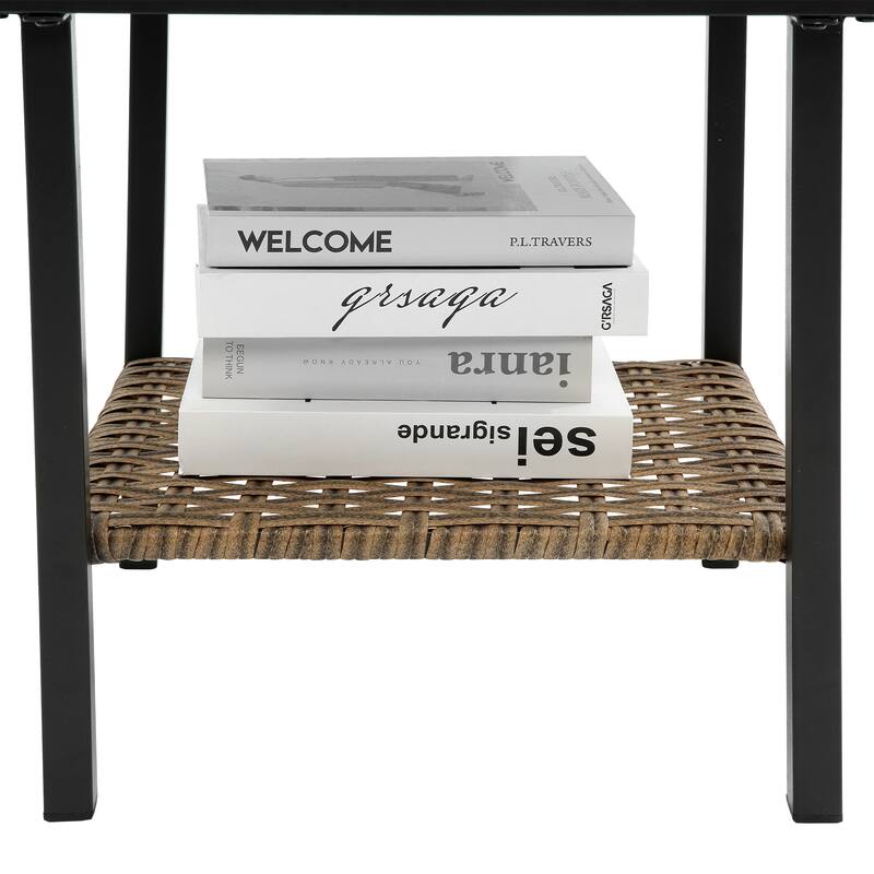 3 Piece Rocking Rattan Set, Leisure Chair Outdoor Rattan Rocking Chair Set, Grey