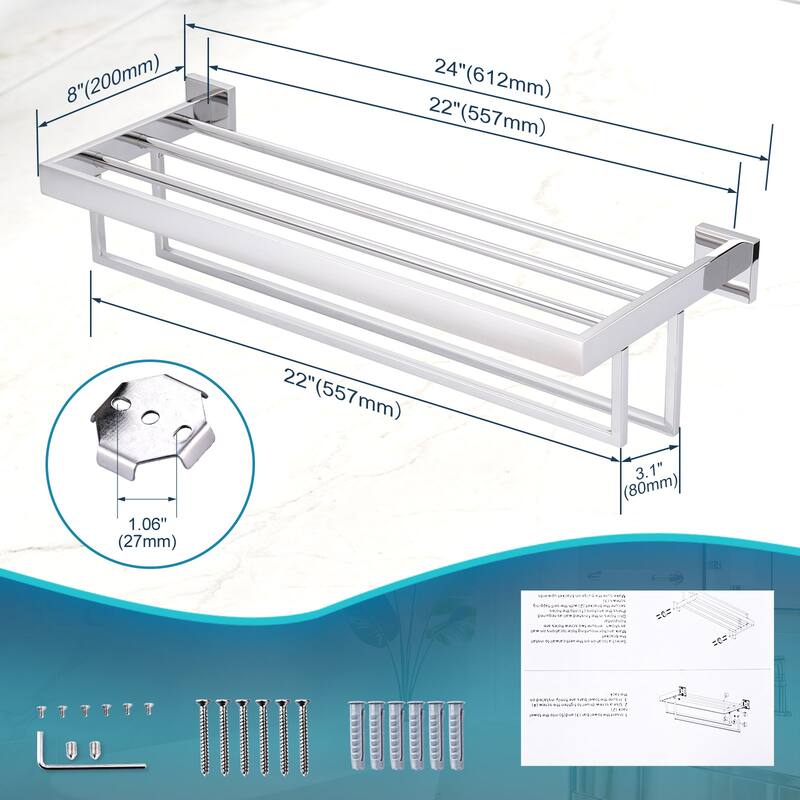 WOWOW 2-Tier Stainless Steel Bath Towel Rack