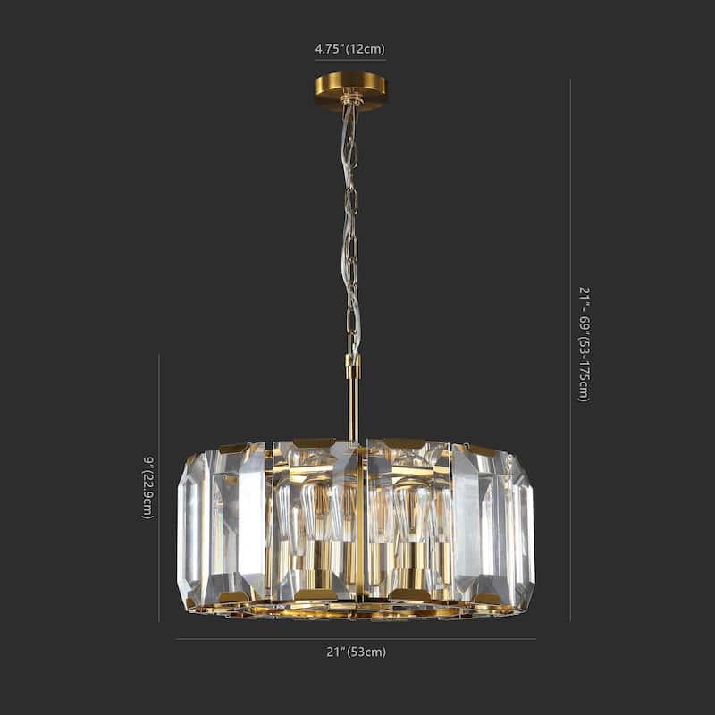 SAFAVIEH Couture Mossie Glass Chandelier - 20 In W x 20 In D x 18-66 In H - Gold