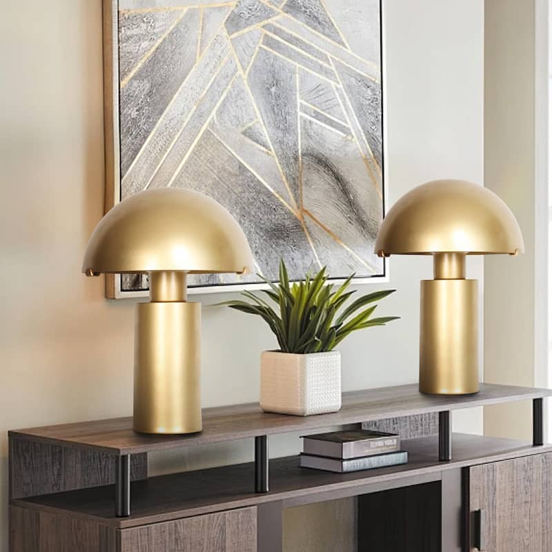 Mushroom Table Lamp Metal Gold Dome Table Lamps (Set of 2) - Gold-2Pack