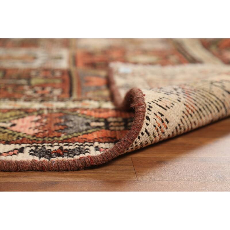 Hand Knotted Oriental 100% Wool Carpet Traditional Geometric Oranges & Rust Bakhtiari Area Rug - 9' 7'' X 6' 7''