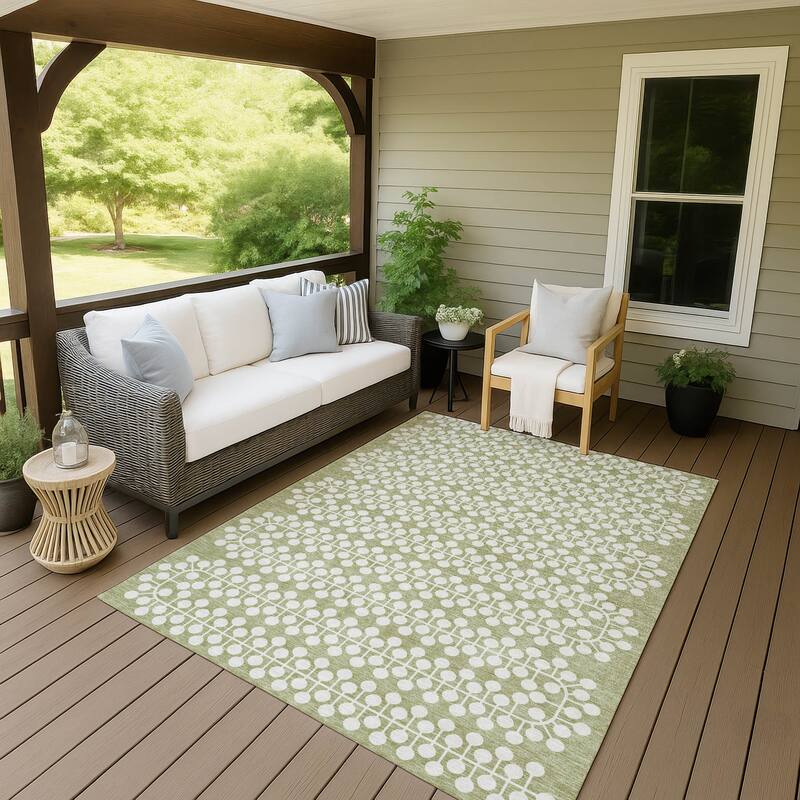 Machine Washable Indoor/ Outdoor Modern Ailey Chantille Rug - Aloe - 3' x 5'