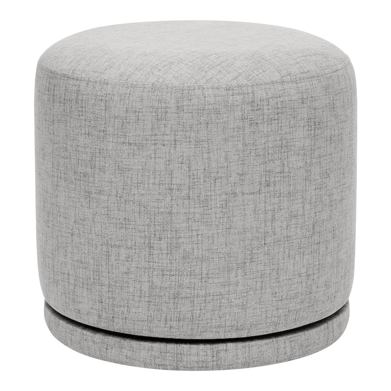 Fully Assembled Linen Round Swivel Ottoman Footstool with Acacia Hardwood Frame