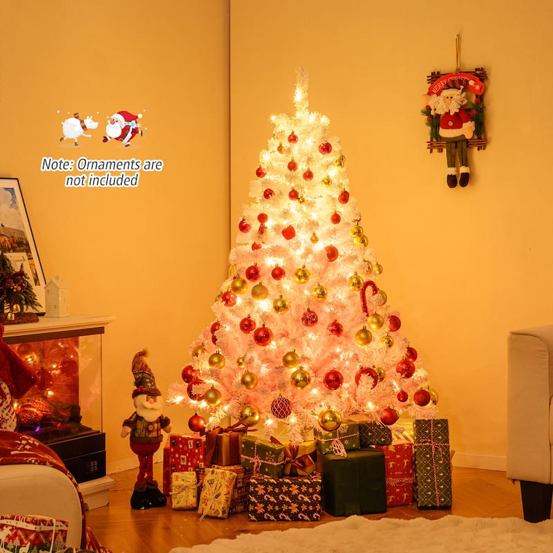 Costway 5/6/7/8 FT Artificial Christmas Tree with 180/250/350/470 Warm - See Details