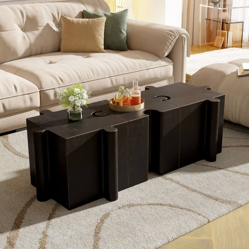 Puzzle Art Side Table, Modular Side Table, Antique Copper Side Table