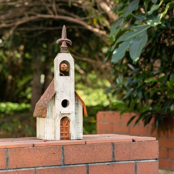 Glitzhome Antique Hand Carved Church Wood Birdhouses Garden Hanging Bird Nests Glitzhome Antique Hand Carved Church Wood Birdhouses Garden Hanging Bird Nests