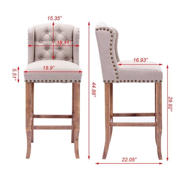 30 Inch Seat Height Farmhouse Wing Back Bar Chairs - Set of 2 - Bed ...