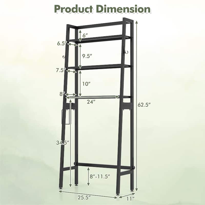 Gymax 3-Tier Over The Toilet Storage Shelf w/ Adjustable Adjustable