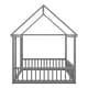 preview thumbnail 38 of 37, Full Size Pine Wood Floor Bed with House Roof & Guardrails