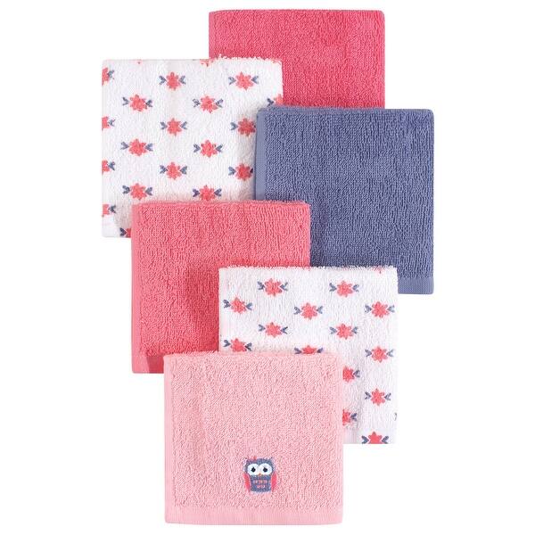 slide 1 of 1, Hudson Baby Infant Girl Super Soft Cotton Washcloths, Girl Owl, One Size - Girl Owl - One Size One Size - Girl Owl