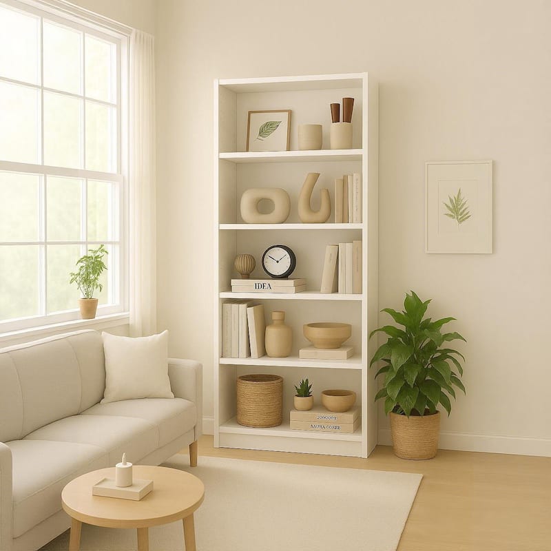 5-Tier Bookshelves Storage Cabinet For Bedroom - White