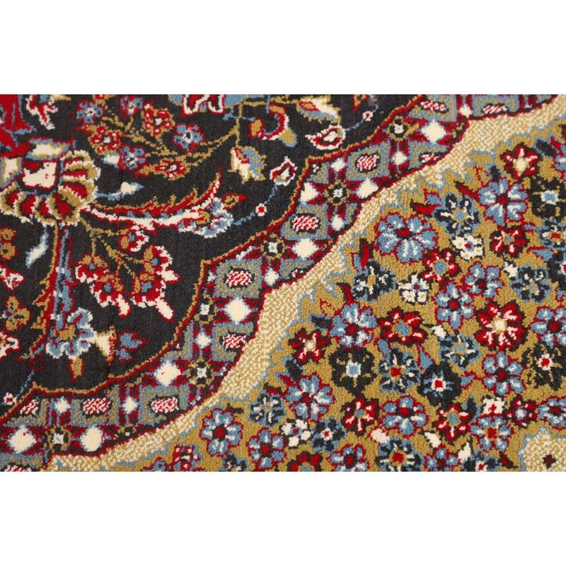 Floral Red Kashan Turkish Rug Machine-Made Oriental Carpet - 9'7" x 13'1"