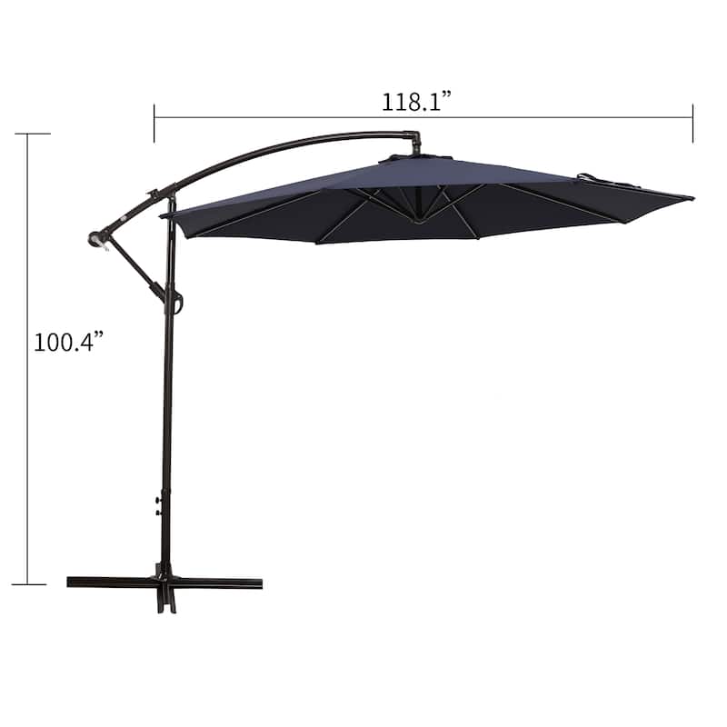 10ft Outdoor Patio Hanging Cantilever Umbrella