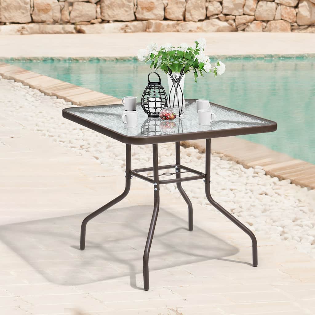 Pellebant Outdoor Dining Table with Umbrella Hole - See the Picture Images