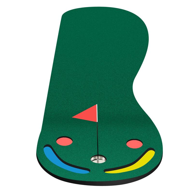 9.8ft x 3ft 3 Training Green Golf Putting Mat with 3 Cups and Hazards Flag for Indoor Outdoor Use - 9.8 ft x 3 ft