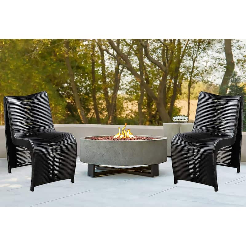 Loreins Outdoor Patio Chairs Set of 2 - Black
