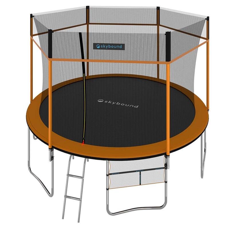 SkyBound 12ft Trampoline with Enclosure Net, Outdoor Trampoline for Kids and Adults (Orange)