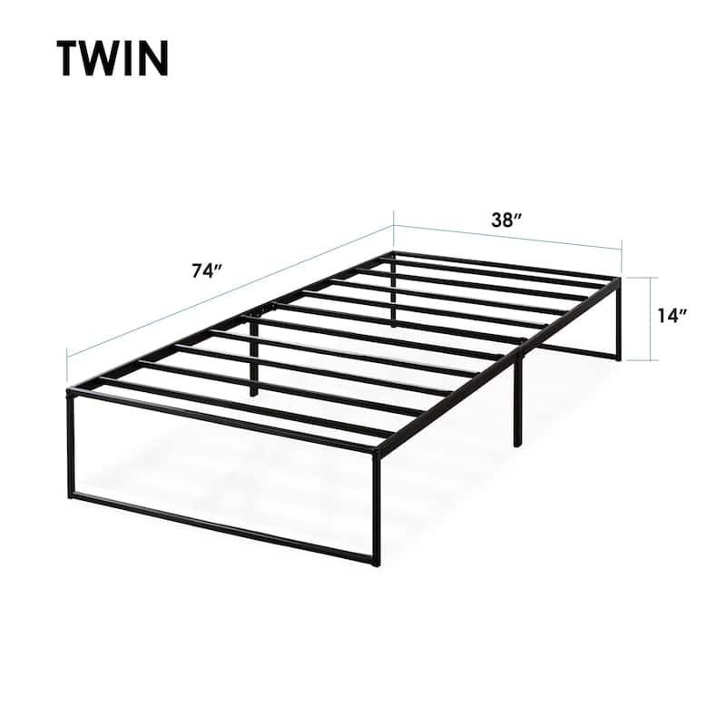 14 Inch Metal Platform Bed Frame with Steel Slats