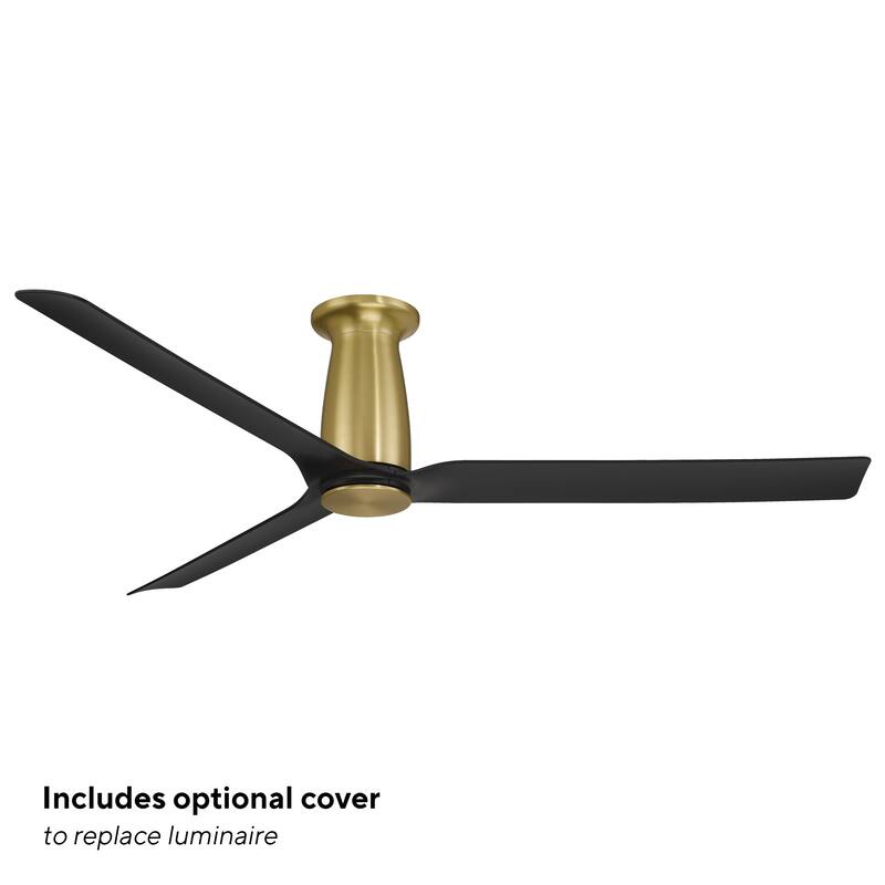 Smooth Indoor or Outdoor 3-Blade 52in Smart Flush Mount Ceiling Fan