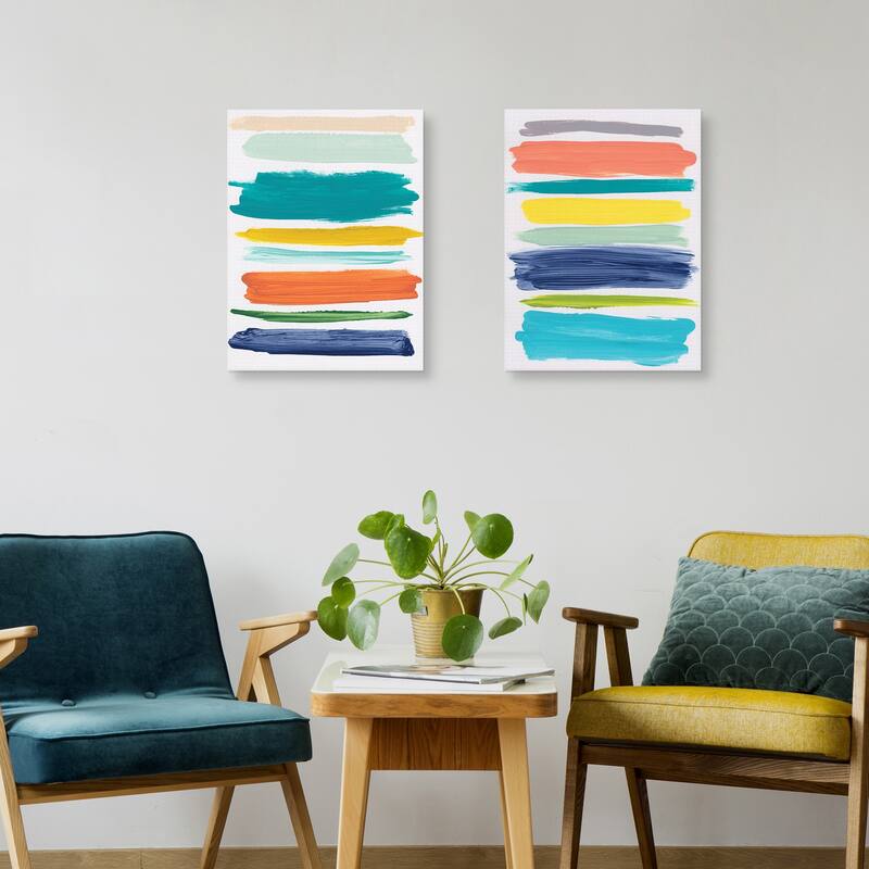 Seaside Stripes I, II by Jan Weiss Canvas Art Prints