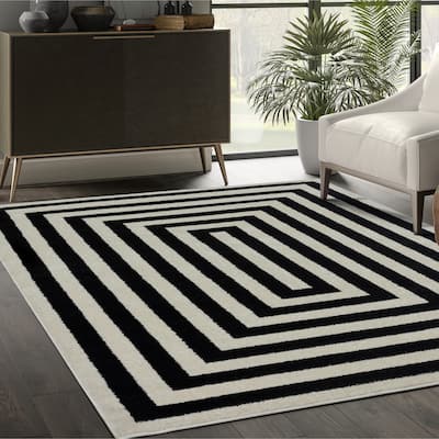 Abani Casa Contemporary Ivory Rectangular Area Rug