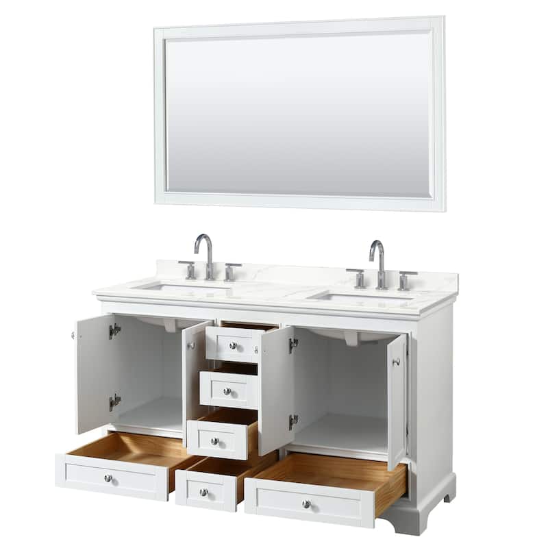 Deborah 60-inch Double Vanity, Quartz Top, 58-inch Mirror