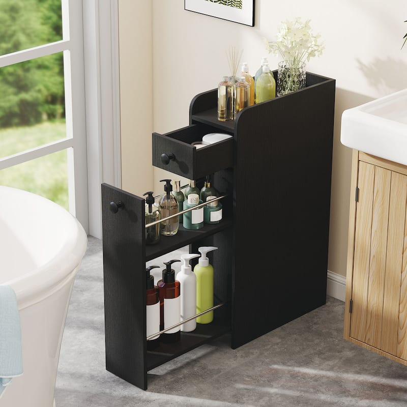 Gymax Small Bathroom Storage Cabinet 4-Tier Narrow Toilet Side Storage