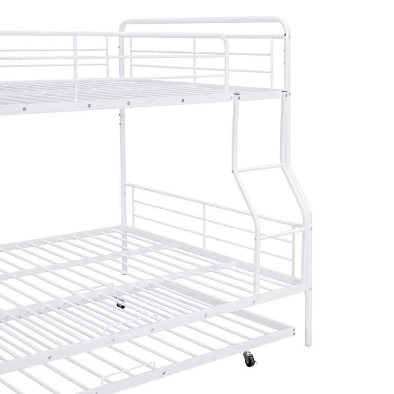 Full XL Over Queen Metal Bunk Bed Frame, Can be Split into 2 Beds, Streamlined Iron Crafted Frame