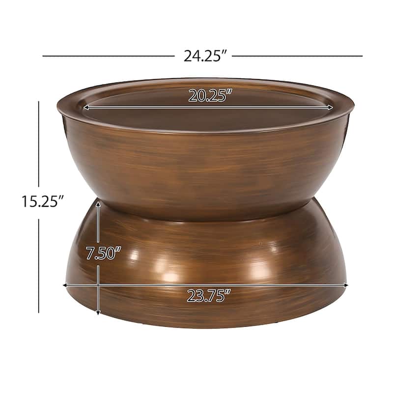 Roomfitters Round Metal Coffee Table, Modern Center Cocktail Table for Living Room, Indoor Outdoor Furniture