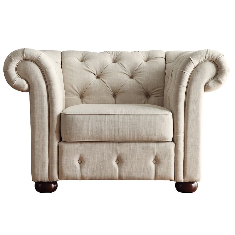 Knightsbridge Tufted Scroll Arm Chesterfield Chair by iNSPIRE Q Artisan
