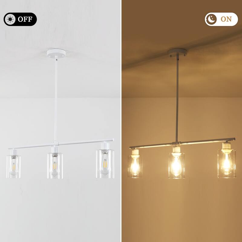 3-Light Adjustable Pendant Light Fixtures with Clear Glass Shade