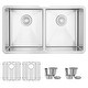preview thumbnail 13 of 21, STYLISH 32 inch Stainless Steel 18G Double Bowl Undermount Kitchen Sink - Brushed Stainless Steel - 32" x 18" x 10"