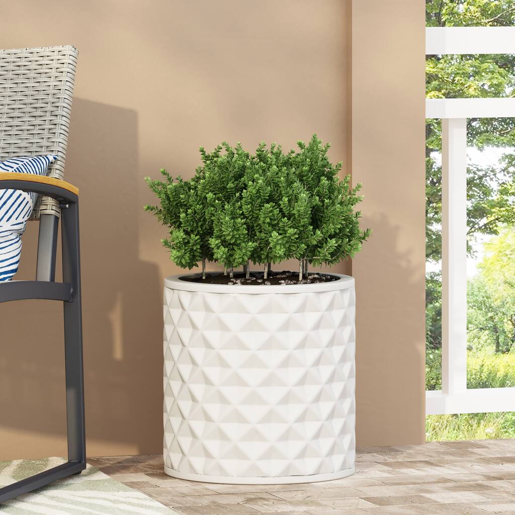 Pleated Stone-Look Classic Outdoor Planter Pot, for Garden and Patio