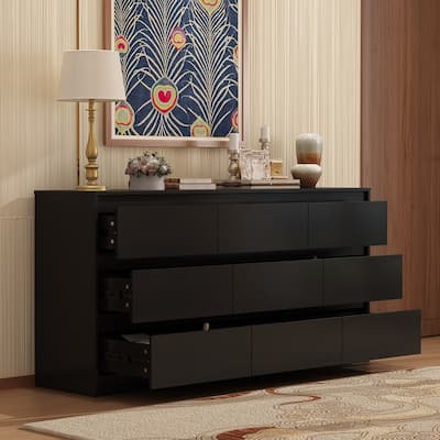 Modern Dresser for Bedroom 9 Drawers Wood Dresser Chest of Drawers