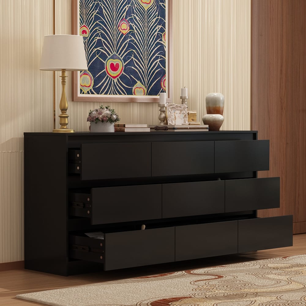 Modern Dresser for Bedroom 9 Drawers Wood Dresser Chest of Drawers