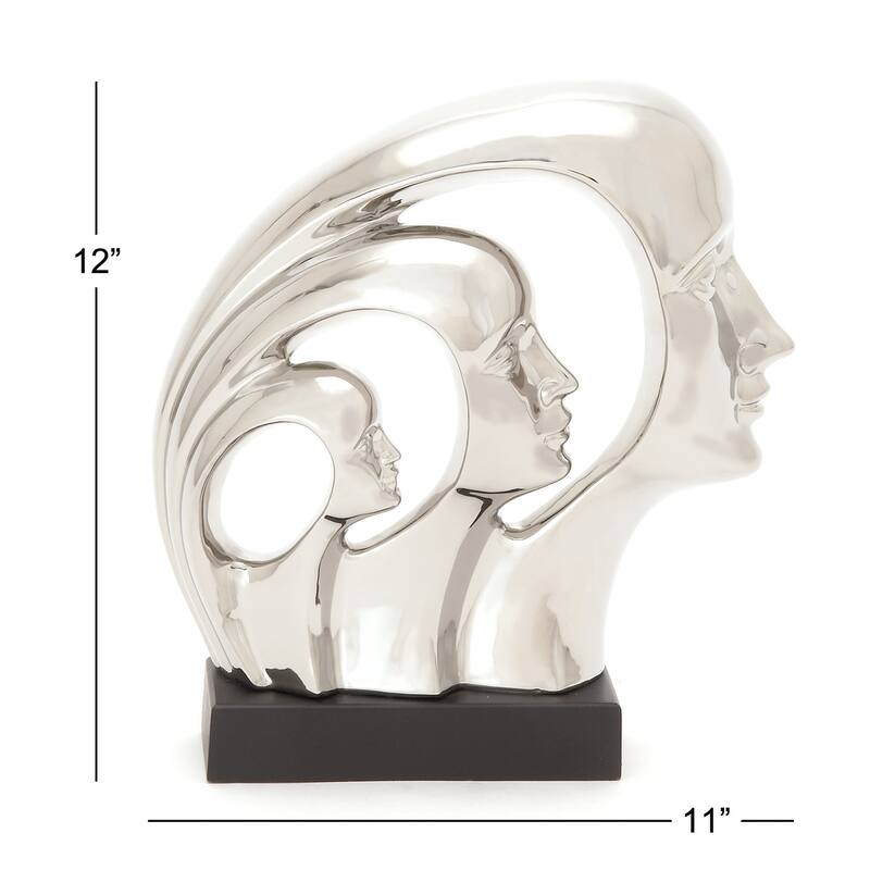 Porcelain Ceramic Face Decorative Sculpture - Silver - Roche River Decor