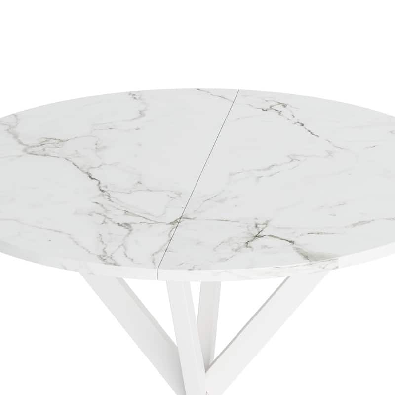 31.5"W Modern Round Occasional Table,Coffee Table with Cross Leg and Marble Design Top