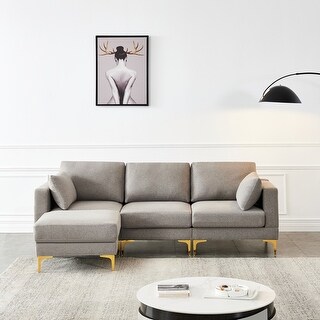 Modern L-Shape Sectional Sofa with Golden Legs - Bed Bath & Beyond ...