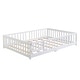 preview thumbnail 13 of 19, Queen Size Floor Bed with Door,Solid Wood Platform Bed Frame w/Fence