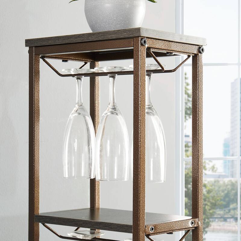11-Bottle Wine Rack, 5-Tier Freestanding Bakers Rack with Glass Holder and Storage Shelves, Home Bar for Dining Room