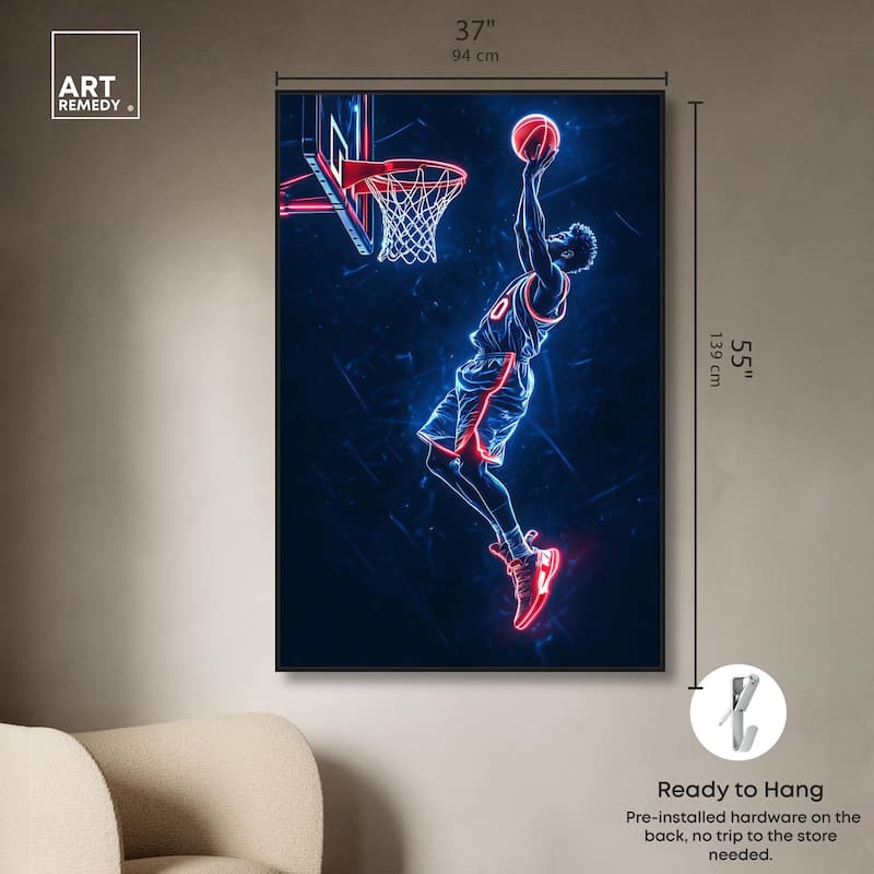 Shoot Some Hoops Neon Canvas by Art Remedy