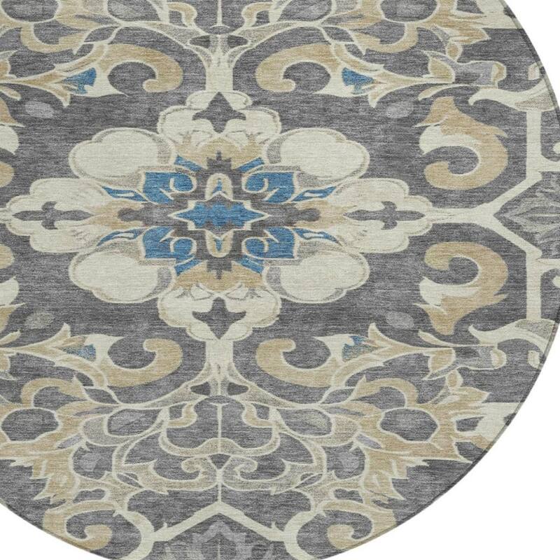 HomeRoots Damask Traditional Rectangle Outdoor Rug