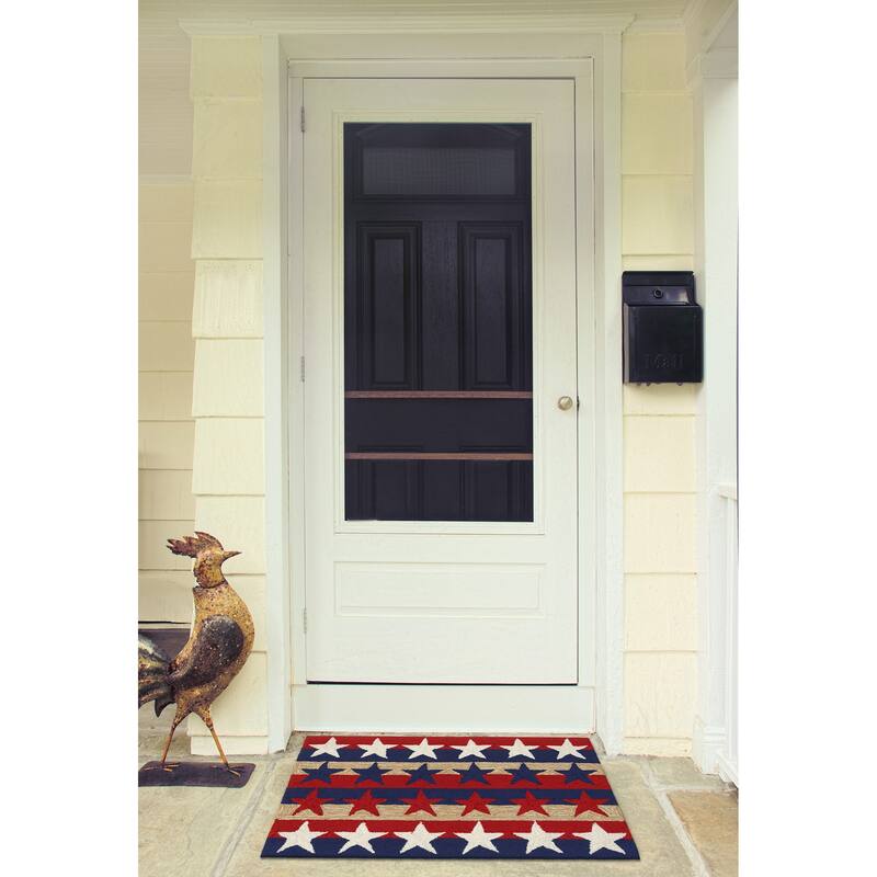 Liora Manne Frontporch Stars & Stripes Indoor/Outdoor Rug - 1'8" x 2'6" - Americana