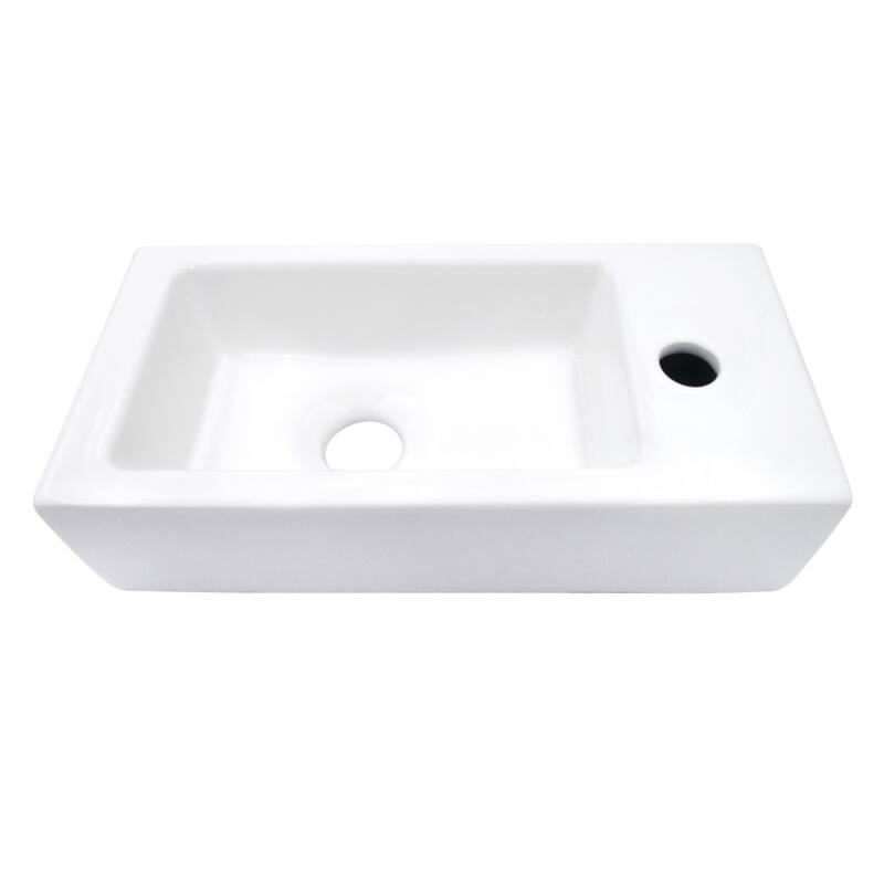 Kingston Brass Dibrach Rectangle Wall Mount Ceramic Bathroom Sink - White