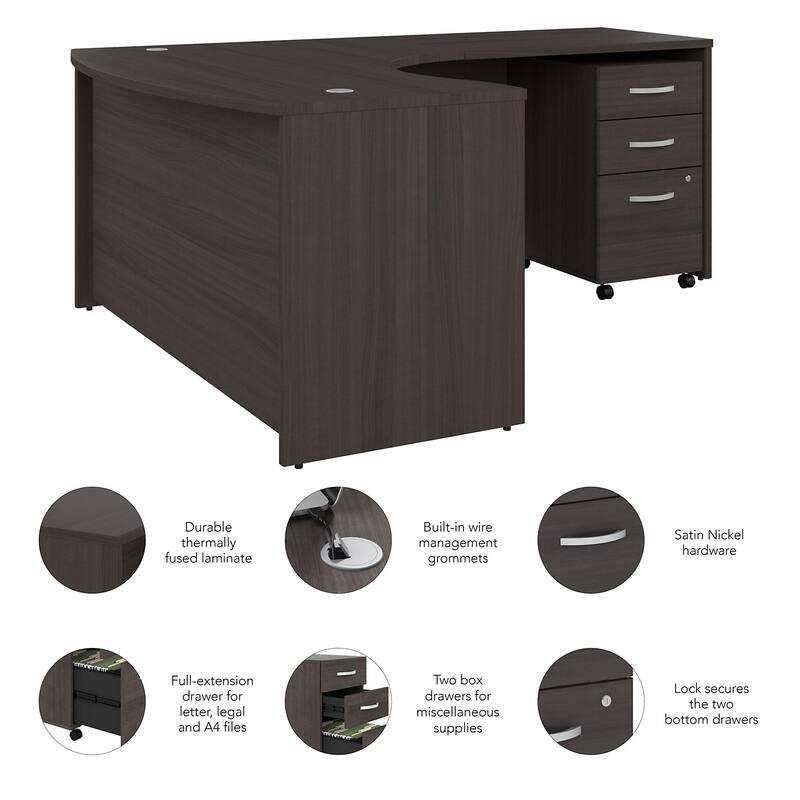 Studio C 60W Right Hand L Desk with Drawers by Bush Business Furniture