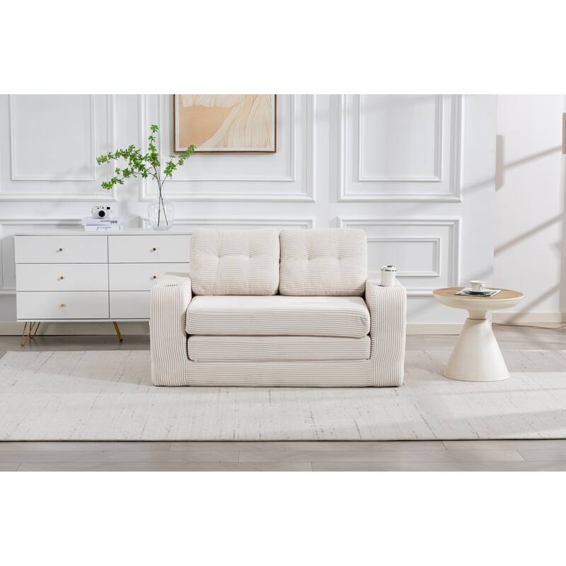 Convertible Sofa Bed, Expandable double Sofa Bed, 2 in 1 Convertible Sofa Bed, Fold Out Floor Couch with Pillows