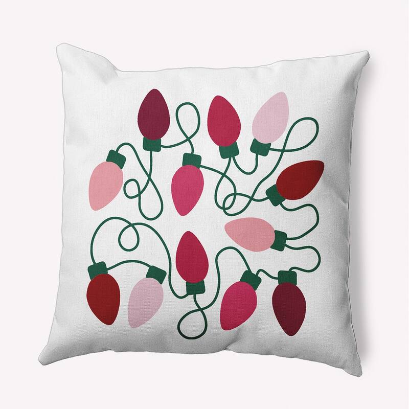 Christmas Lights Indoor/Outdoor Throw Pillow - 20" x 20" - Deep Pink